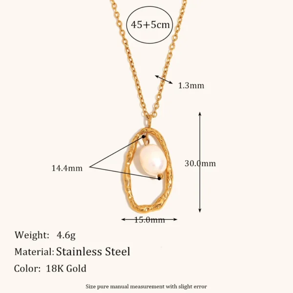 New Pearl Stainless Steel 18K Gold Plating Personality Pendant - Image 2