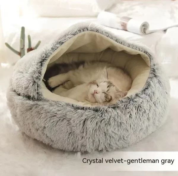 2 In 1 Dog And Cat Bed Pet Winter Bed Round Plush Warm Bed House Soft Long Plush Pets Bed Pet Products - Image 5