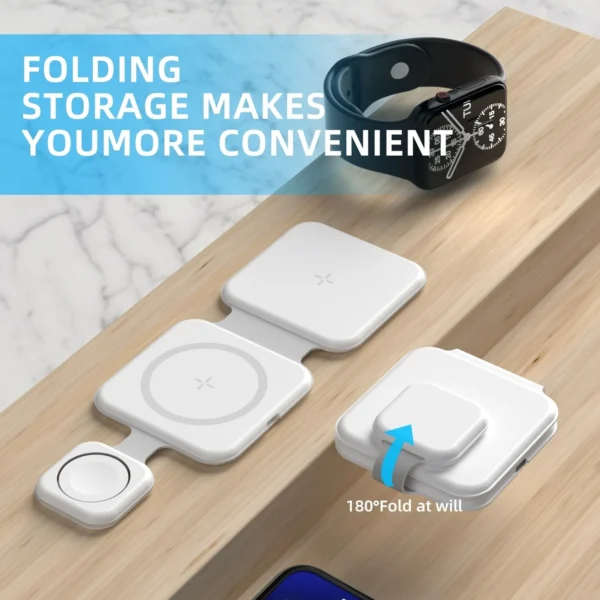 3 In 1 Magnetic Foldable Wireless Charger Charging Station Multi-device Folding Cell Phone Wireless Charger Gadgets - Image 9