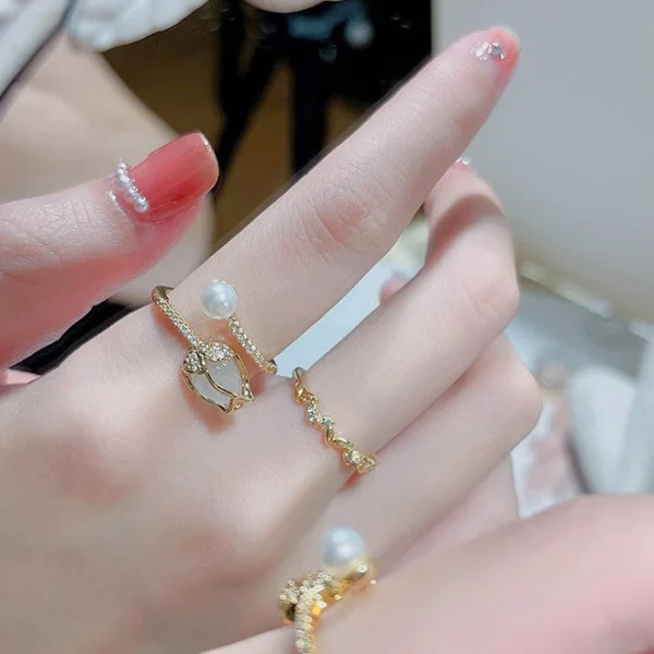 Tulip Bud Pearl Ring Female Fashion Minority Design - Image 4