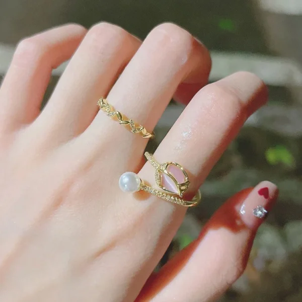 Tulip Bud Pearl Ring Female Fashion Minority Design - Image 5