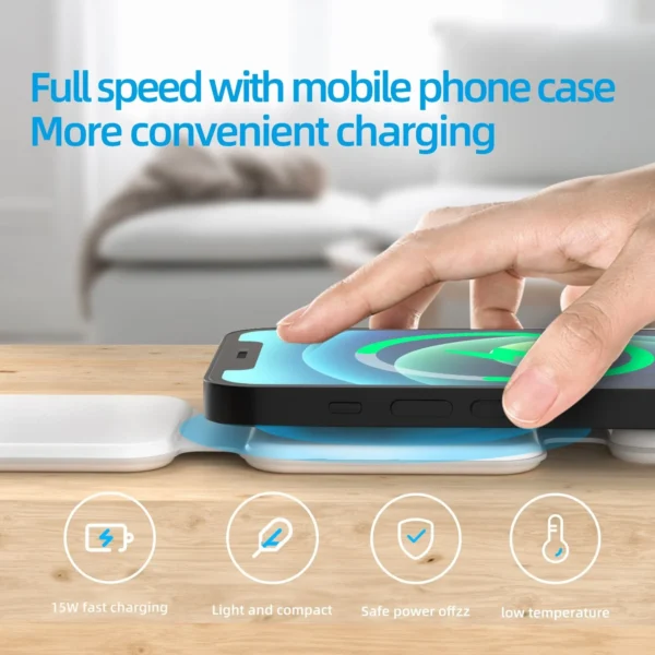 3 In 1 Magnetic Foldable Wireless Charger Charging Station Multi-device Folding Cell Phone Wireless Charger Gadgets - Image 2